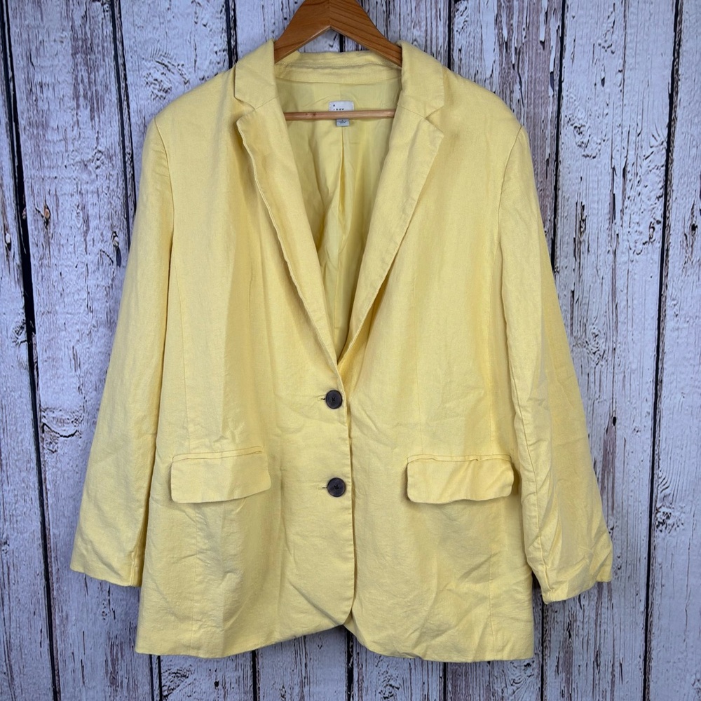 a new day Pale Yellow Linen-Blend Blazer